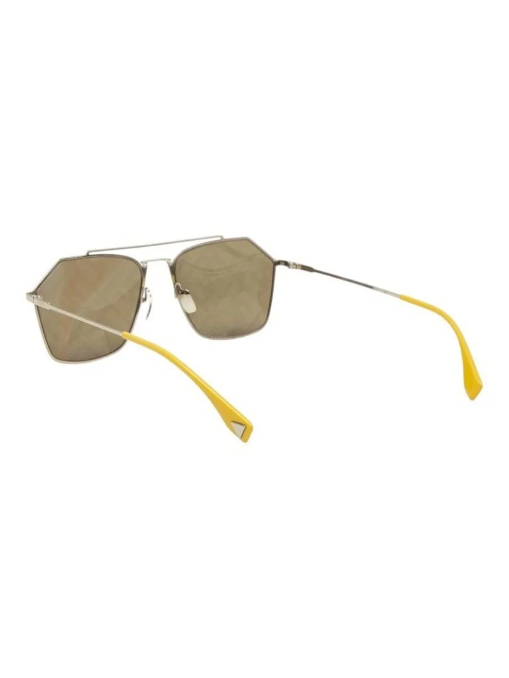 Fendi Zucca Sunglasses S Brown Yellow Gold Acetate Plated Eyewear